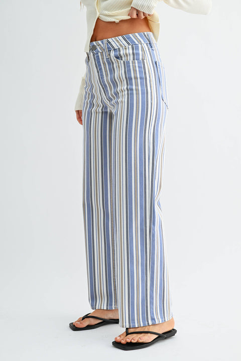 Nicola Striped High Rise Jeans