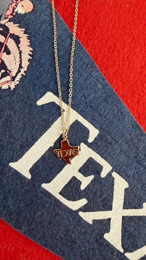 Texas Gold State Charm Necklace