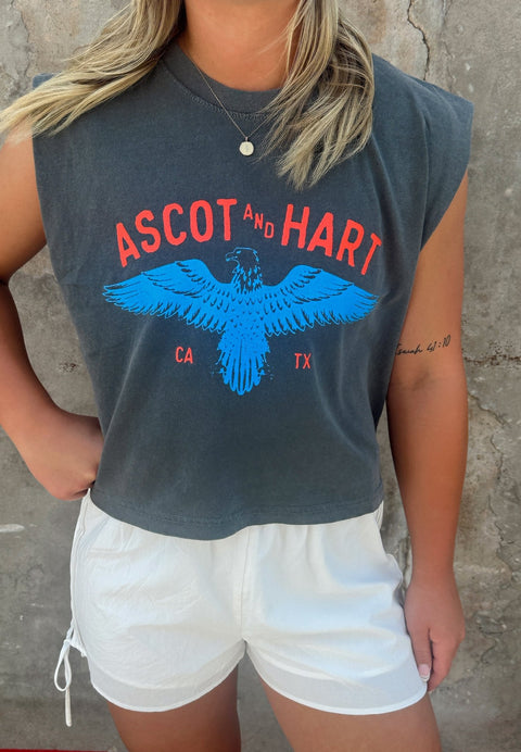 A+H Eagle Sleeveless Crop Tee - ascot + hart