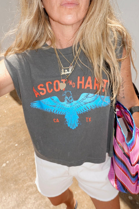 A+H Eagle Sleeveless Crop Tee - ascot + hart