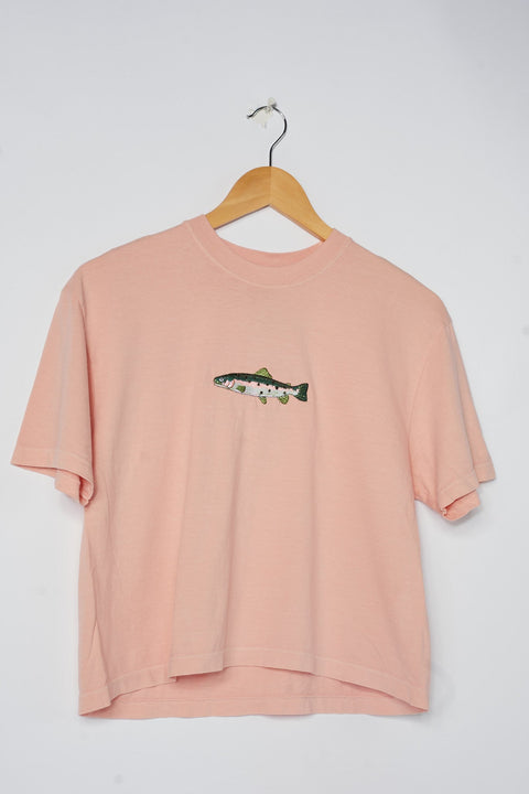 A+H Embroidered Trout Crop Tee - ascot + hart