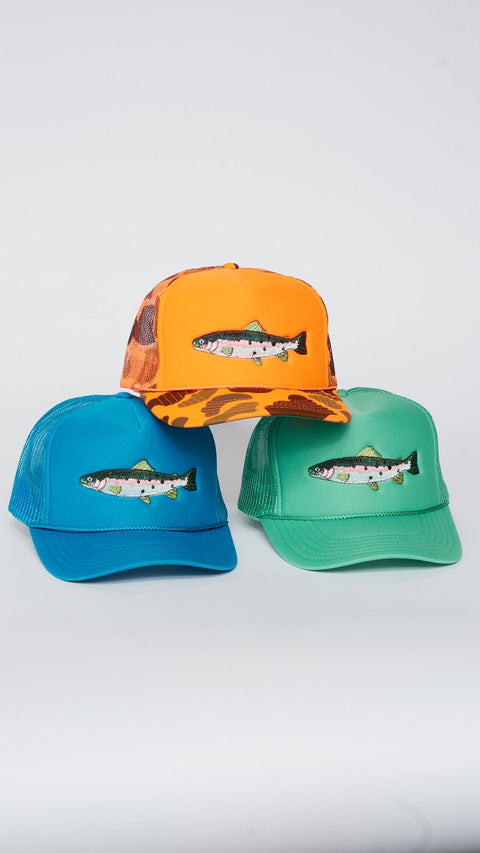 A+H Embroidered Trout Trucker - ascot + hart