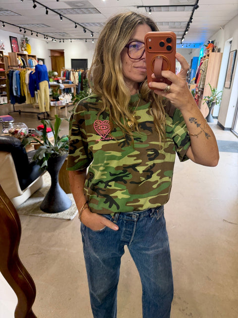 A+H Vintage Camo Heart Eye Tee - ascot + hart