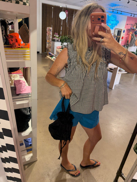Ashlee Gingham Ruffle Blouse - ascot + hart