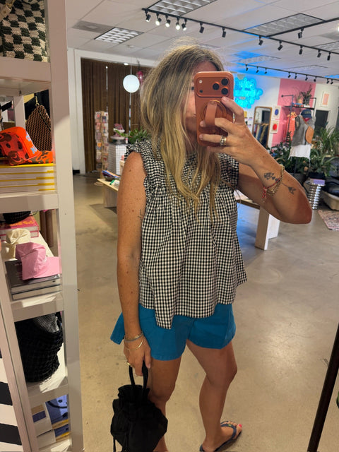 Ashlee Gingham Ruffle Blouse - ascot + hart