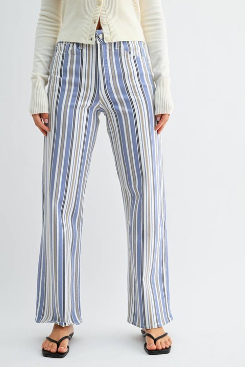 Nicola Striped High Rise Jeans