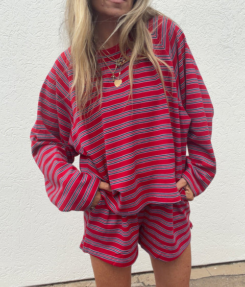 Lara Striped Terry Shorts - ascot + hart