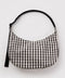 Large Nylon Crescent Bag - Black and Cream Gingham w/ Key Leash - ascot + hart