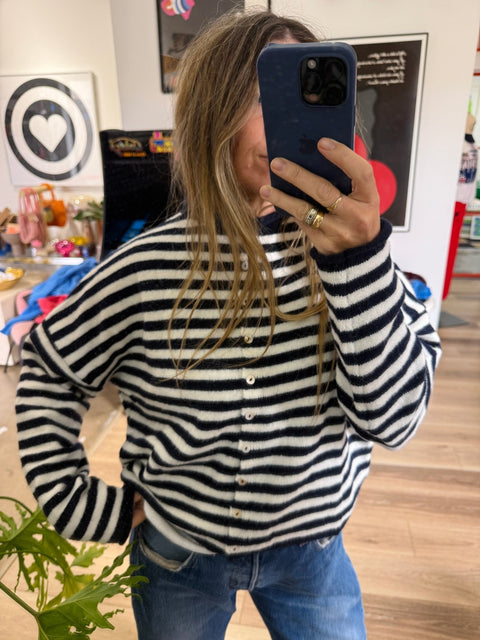 Leighton Striped Cardigan - ascot + hart