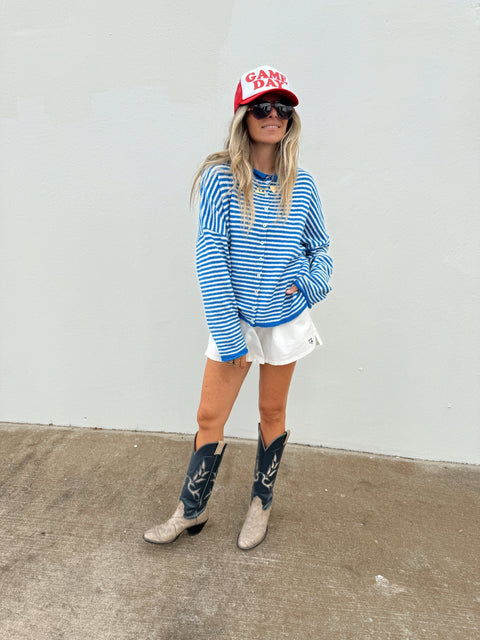 Leighton Striped Cardigan - ascot + hart