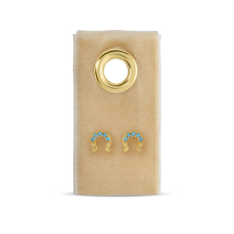 Light Blue Horseshoe Stud Earrings - ascot + hart