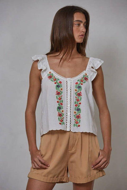 Marin Floral Embroidered Lace Top - ascot + hart