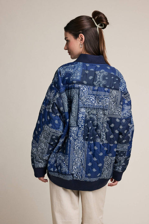 Mazy Bandana Quilted Bomber Jacket - ascot + hart