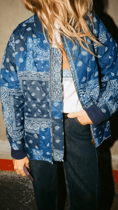 Mazy Bandana Quilted Bomber Jacket - ascot + hart