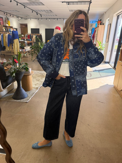 Mazy Bandana Quilted Bomber Jacket - ascot + hart