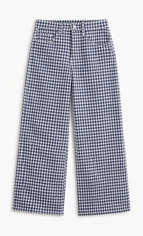 Navy Gingham Barrel Jean Twist - ascot + hart