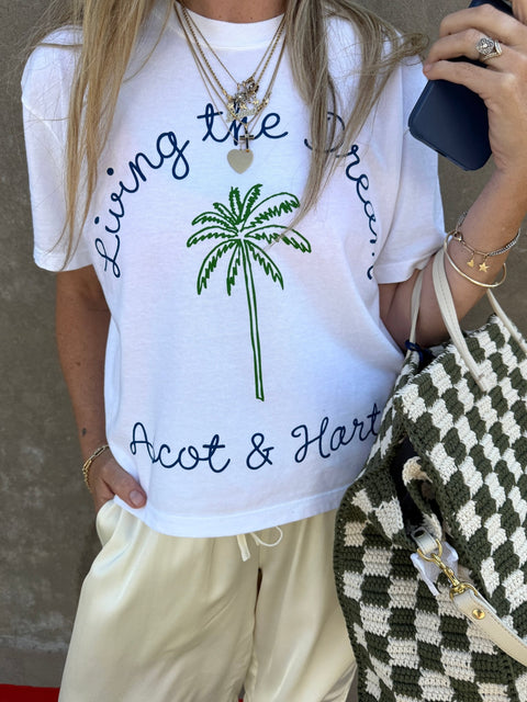 Palm Tree Living The Dream Crop Tee - ascot + hart