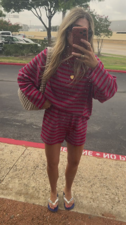 Lara Striped Terry Shorts