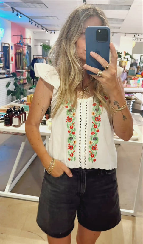 Marin Floral Embroidered Lace Top