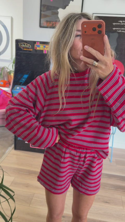Jaime Striped Terry Pullover