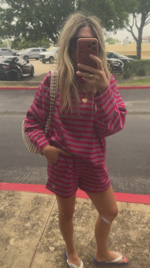 Lara Striped Terry Shorts