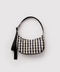 Small Nylon Crescent Bag - Black and Cream Gingham - ascot + hart