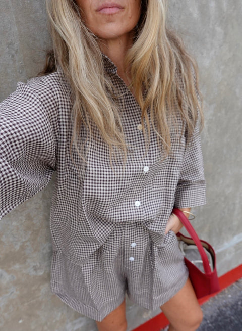 Stella Gingham Linen Shirt - ascot + hart