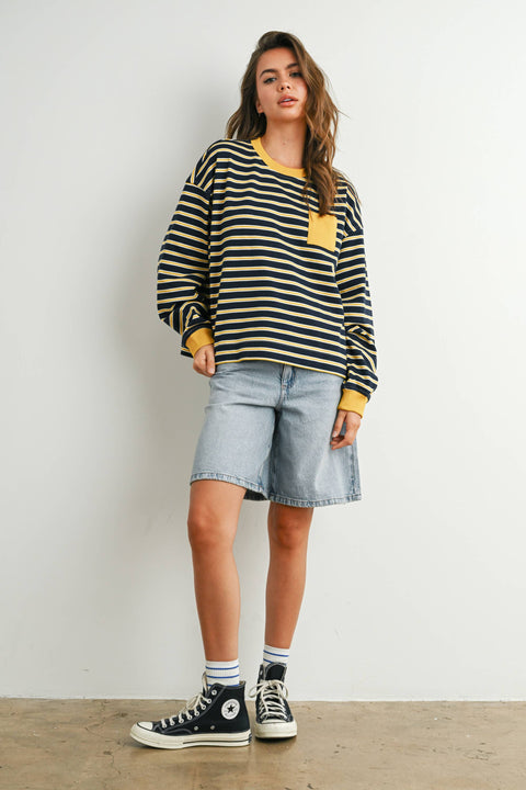 Layna Striped Crew Neck Long Sleeve