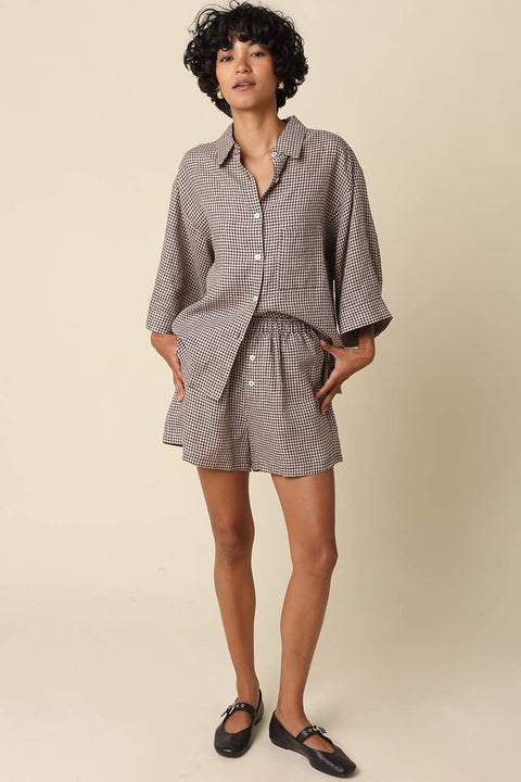 Luna Gingham Linen Shorts