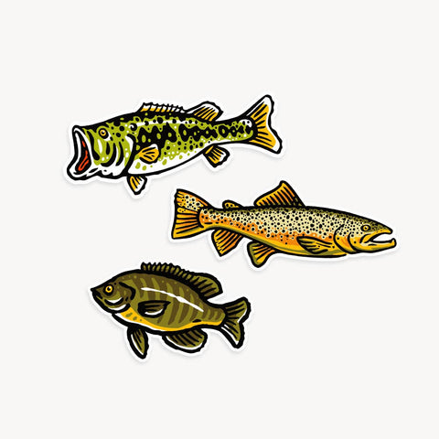 Freshwater Fish Vinyl Sticker Three-Pack