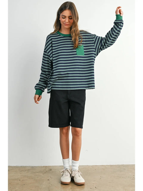 Layna Striped Crew Neck Long Sleeve