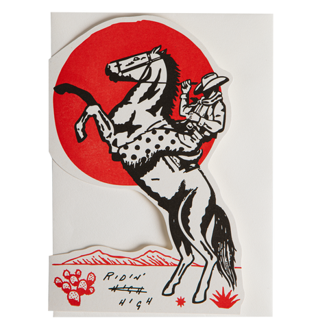 Ridin' High Cowboy Cut-Out Greeting Card