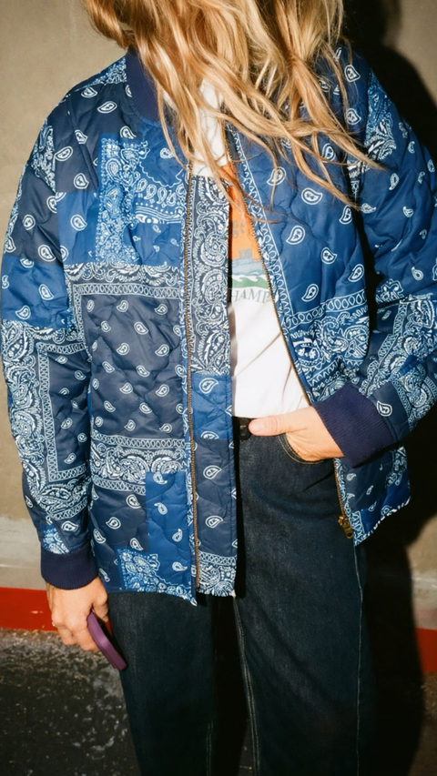 Mazy Bandana Quilted Bomber Jacket