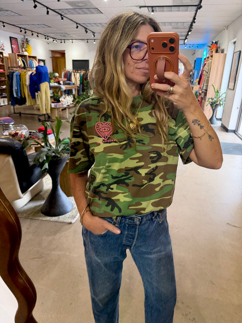 A+H Vintage Camo Heart Eye Tee