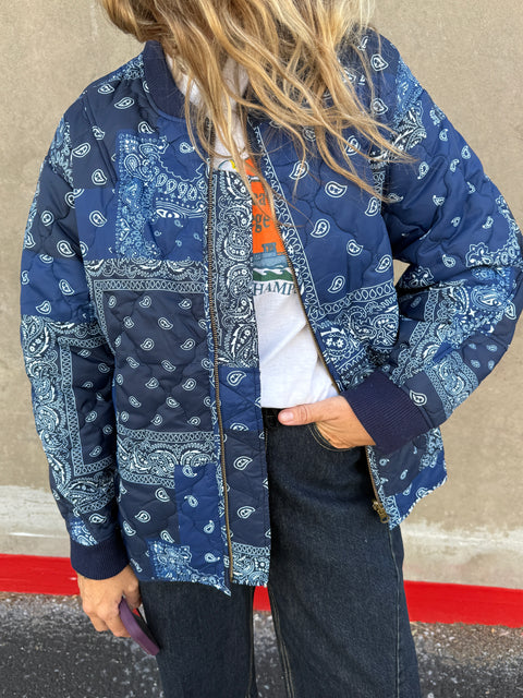 Mazy Bandana Quilted Bomber Jacket