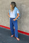 Laila Striped Barrel Jeans