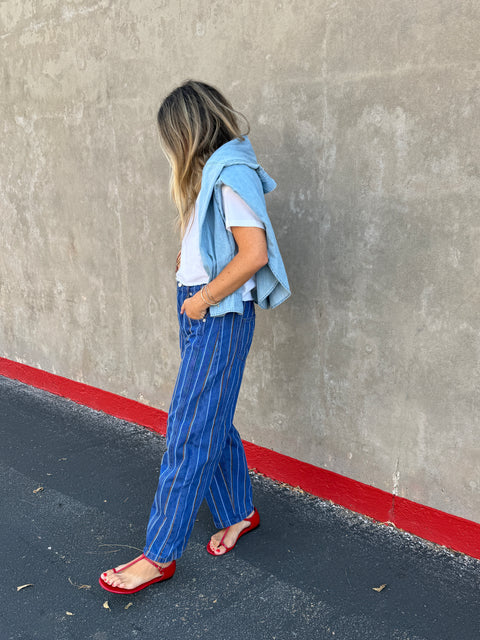Laila Striped Barrel Jeans