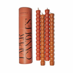 Red / Terracotta Unscented Taper Candles (Set of 4)