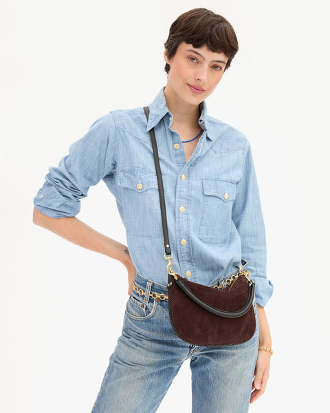 Clare V. Petit Moyen - Truffle Suede w/ Whipstitch