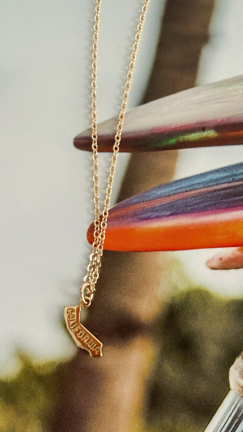 California Gold State Charm Necklace