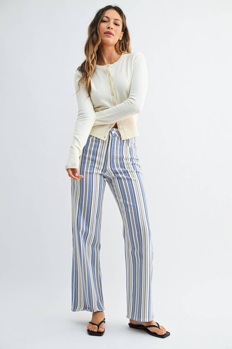 Nicola Striped High Rise Jeans