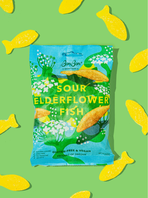 Swedish Candy - Sour Elderflower Fish - 5.2oz
