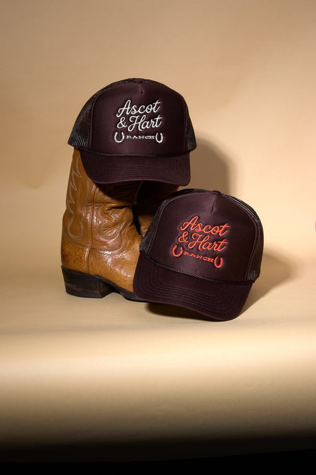 A+H Double Horseshoe Embroidered Trucker - ascot + hart