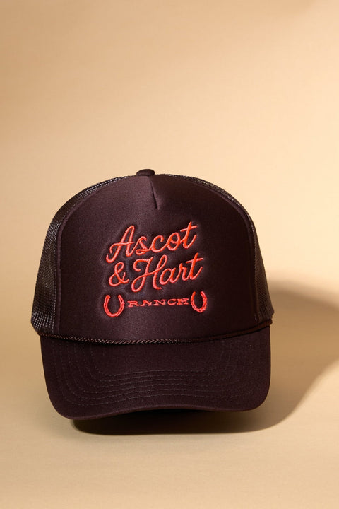 A+H Double Horseshoe Embroidered Trucker - ascot + hart