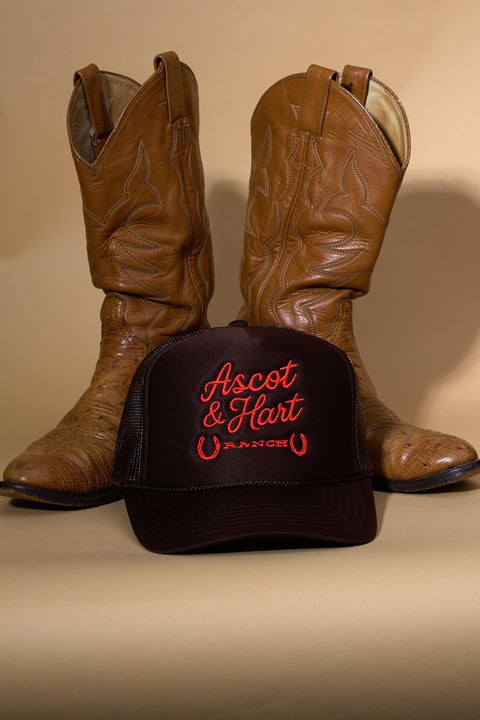 A+H Double Horseshoe Embroidered Trucker - ascot + hart