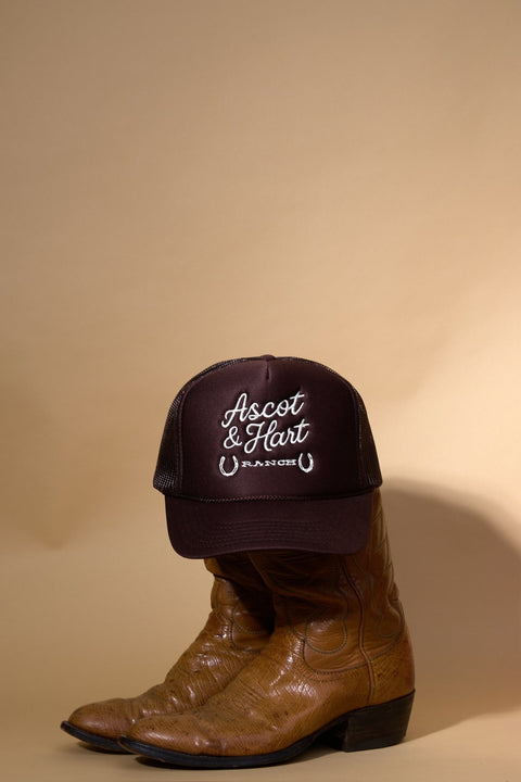 A+H Double Horseshoe Embroidered Trucker - ascot + hart