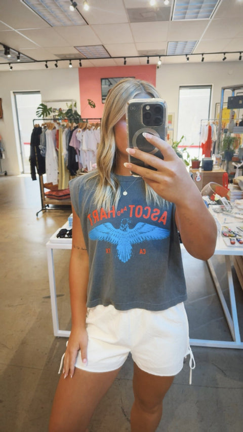 A+H Eagle Sleeveless Crop Tee - ascot + hart