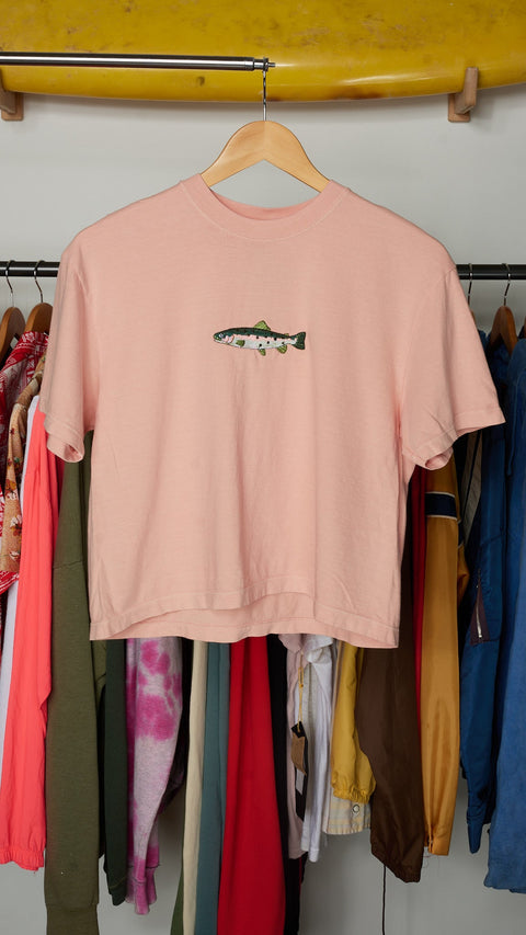 A+H Embroidered Trout Crop Tee - ascot + hart