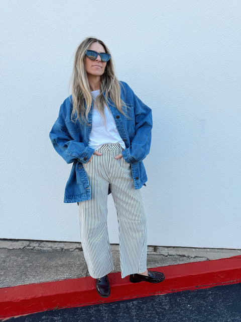 Alyssa Striped Barrel Jeans - ascot + hart