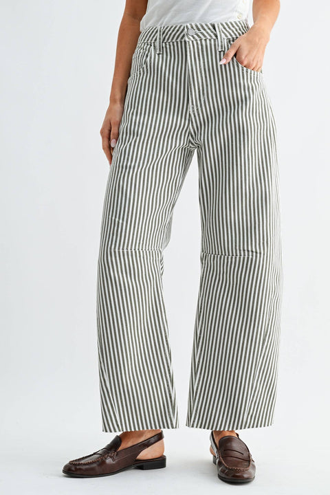 Alyssa Striped Barrel Jeans - ascot + hart
